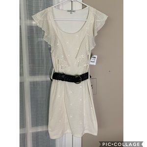 NWT White Lace Belted Bodycon Dress